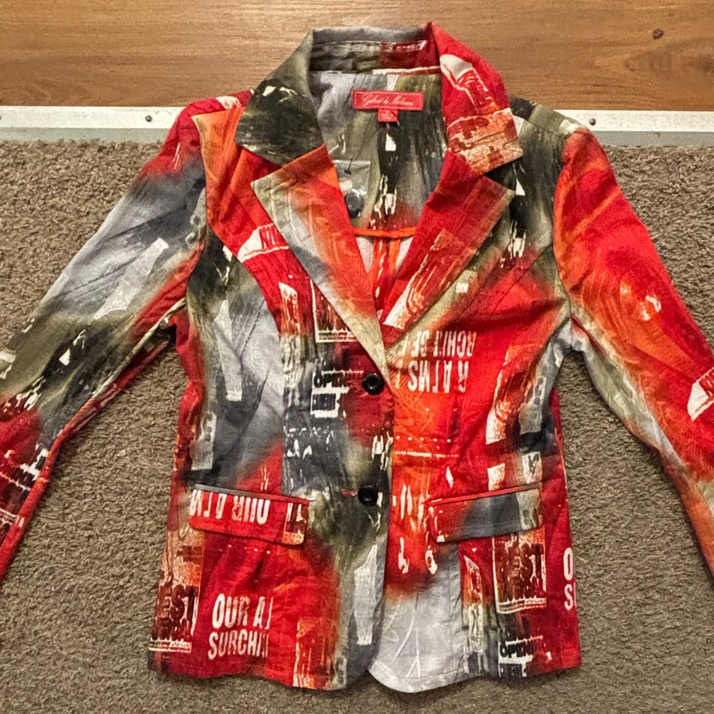 Gabrilla Molinari NWOT Women's 6 Multicolor Blazer Button Up Sleeves Never Worn - Picture 7 of 12